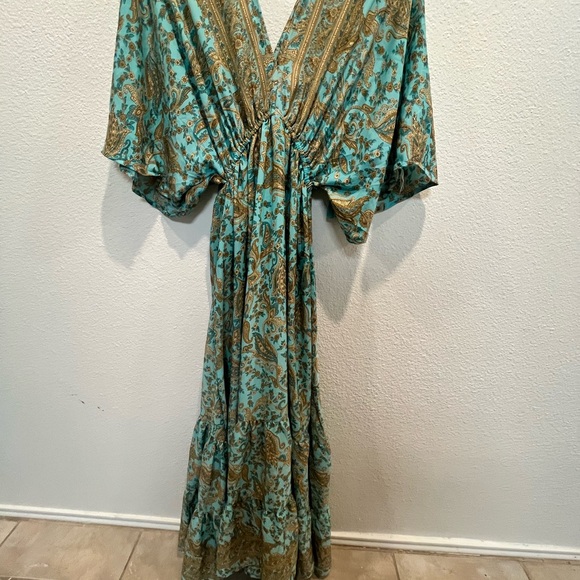Chic Bohemian Blue Maxi Dress 70% silk - Picture 6 of 11